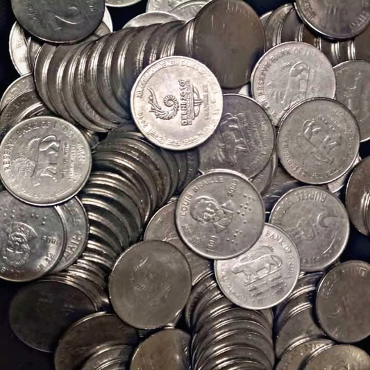 Rs2, S.S Commemorative Mix, 100 Pcs Of Coins Strainles Stee Big Coin Size Shiping Free
