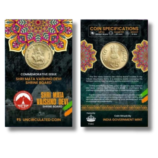 Rs 5 ATM Coin Shree Maa Vaishno Devi Shrine Board Gem UNC Condition With Beautiful Coin Card