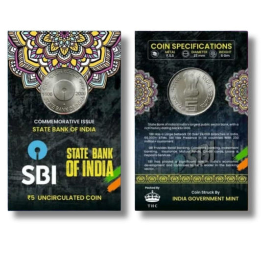 Rs 5 ATM Coin State Bank Of India Gem UNC Condition With Beautiful Coin Card