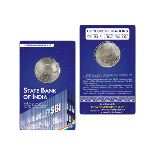 Rs 5 ATM Coin State Bank Of India Gem UNC Condition With Beautiful Coin Card