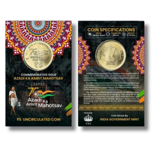 Rs 5 atm coin azadi ka amrit mahatosav gem unc condition with beautiful coin card