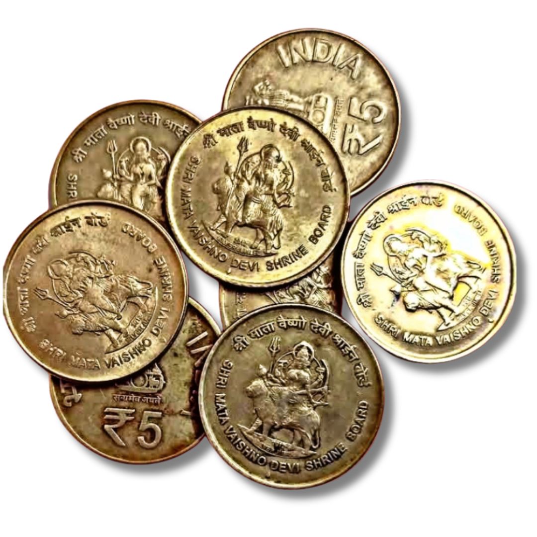 Rs 5 Mata Vaishno Devi Coin Lot Excellent Condition
