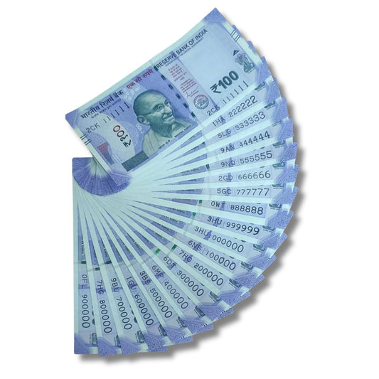 Rs 100 Currency Lot – 19 Notes with Fancy Serial Numbers | UNC Condition