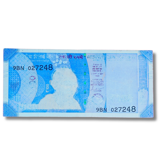 Rs 100 New Note – Serial 027248 Fed Colour Error – Governor Shaktikanta Das – Excellent Condition