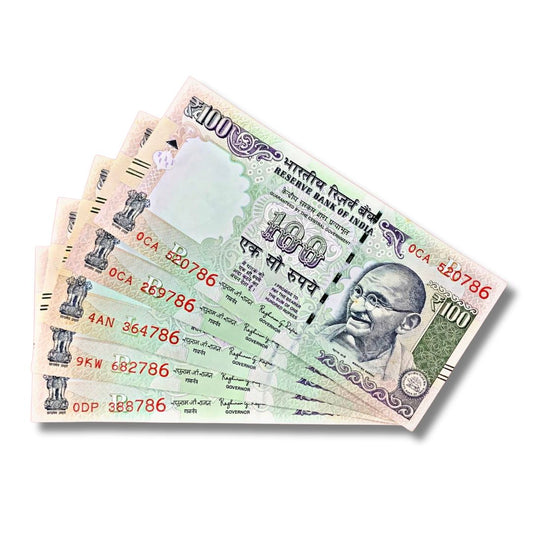 Rs 100 UNC Telescopic Fancy Number Note Set – 5 Pieces Ending 786 | Different Prefix


