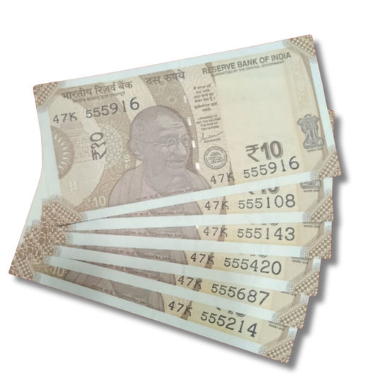 Rs 10 Fancy Number Note Set – Starting 555 | UNC Condition

