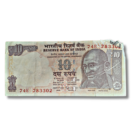 Rs 10 Indian Bank Note – Extra Flip Paper Error