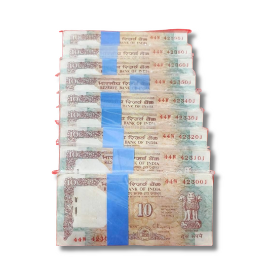 Rs 10 Shalimar Old Issue – Same Rim 9 Bundles (900 Notes) – Governor C. Rangarajan