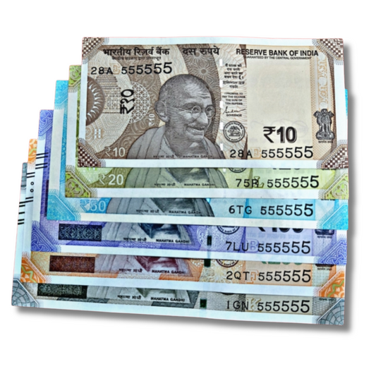 Rs 10 to Rs 500 Solid Number Set – 555555 in All Denominations | Shaktikanta Das