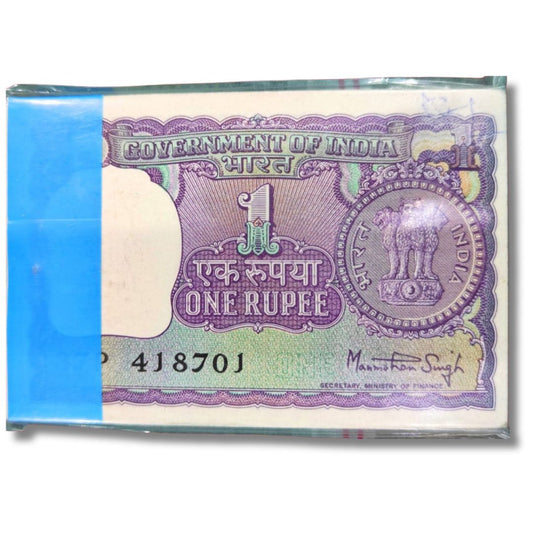 Rs 1 Big Coin Serial Packet – 418701 Ending 786 | Finance Secretary Manmohan Singh | 1980 Issue | Excellent UNC Condition