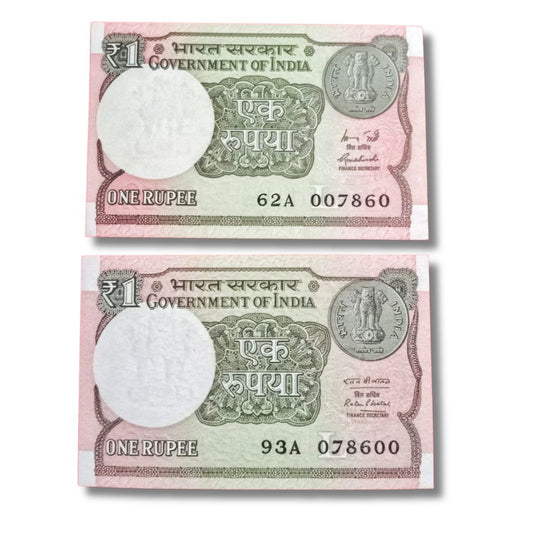Rs 1 Fancy Notes – 000786 & 786000 | Type 078600 & 007860 | UNC Condition (Set of 2)