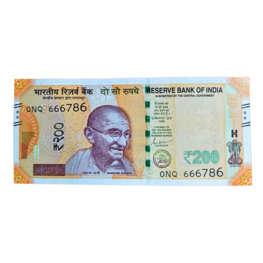 Rs 200 Fancy Serial Note – 666786 | UNC Condition |

