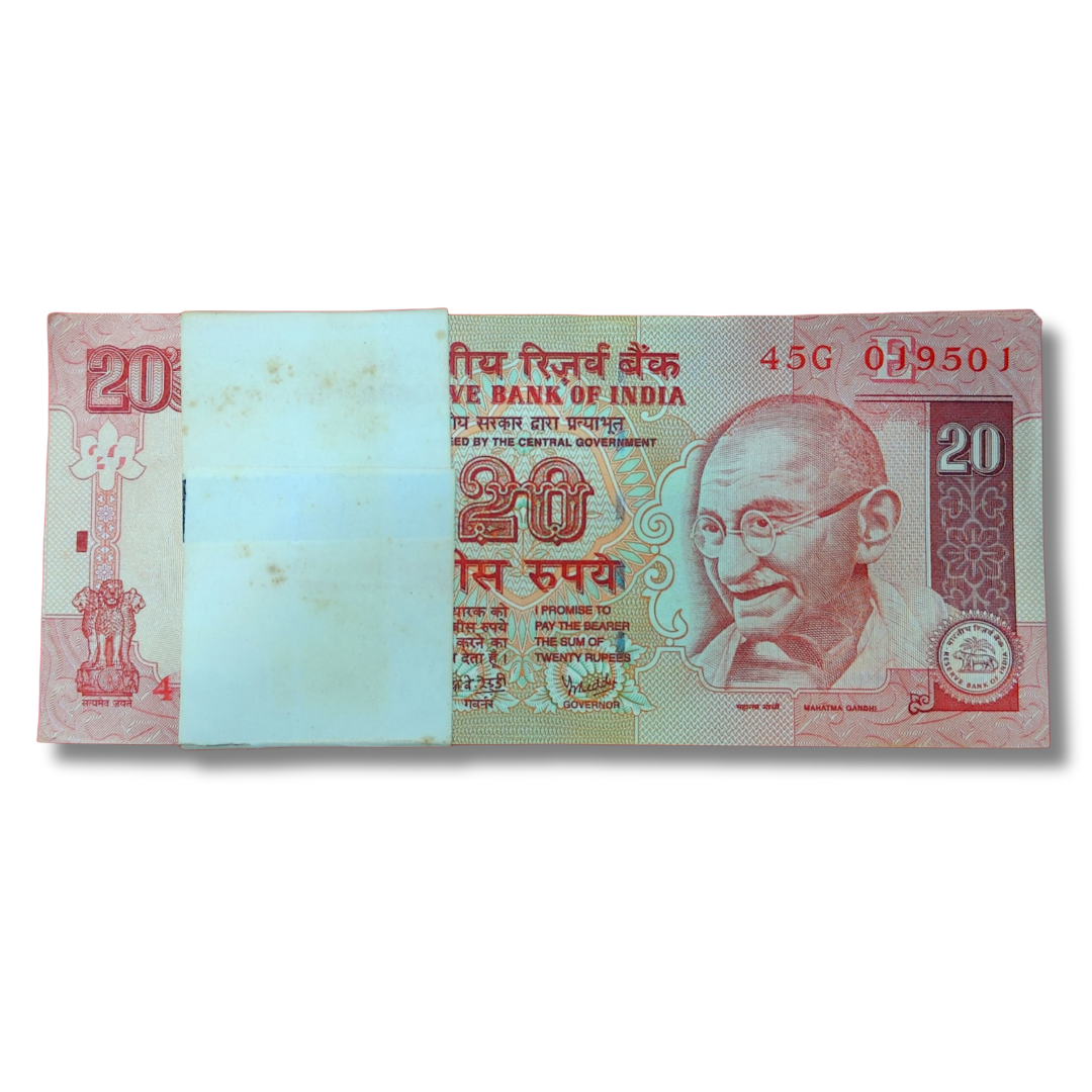 Rs 20 Old Insert Note Packet – Serial 019501 | ‘E’ Insert | Year 2008 | Governor Y. V. Reddy