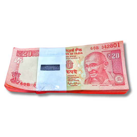 Rs 20 Old Telescopic Serial Note Packet – 60B Prefix 342801 | Includes Reverse 108 Holy Number