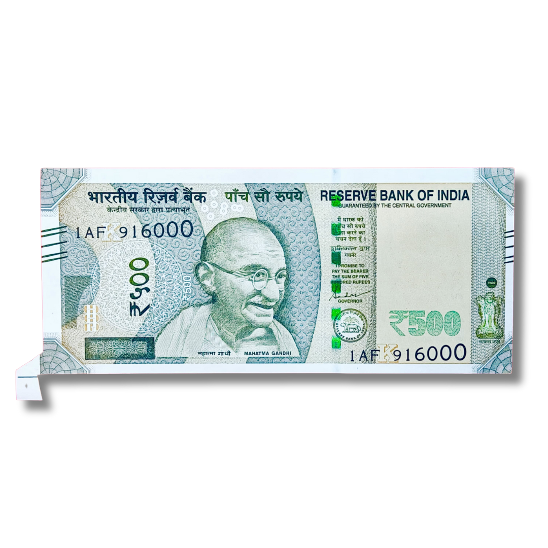 Rs 500 Bank Note – Old Serial 916000 Hallmark Number – Extra Paper Error