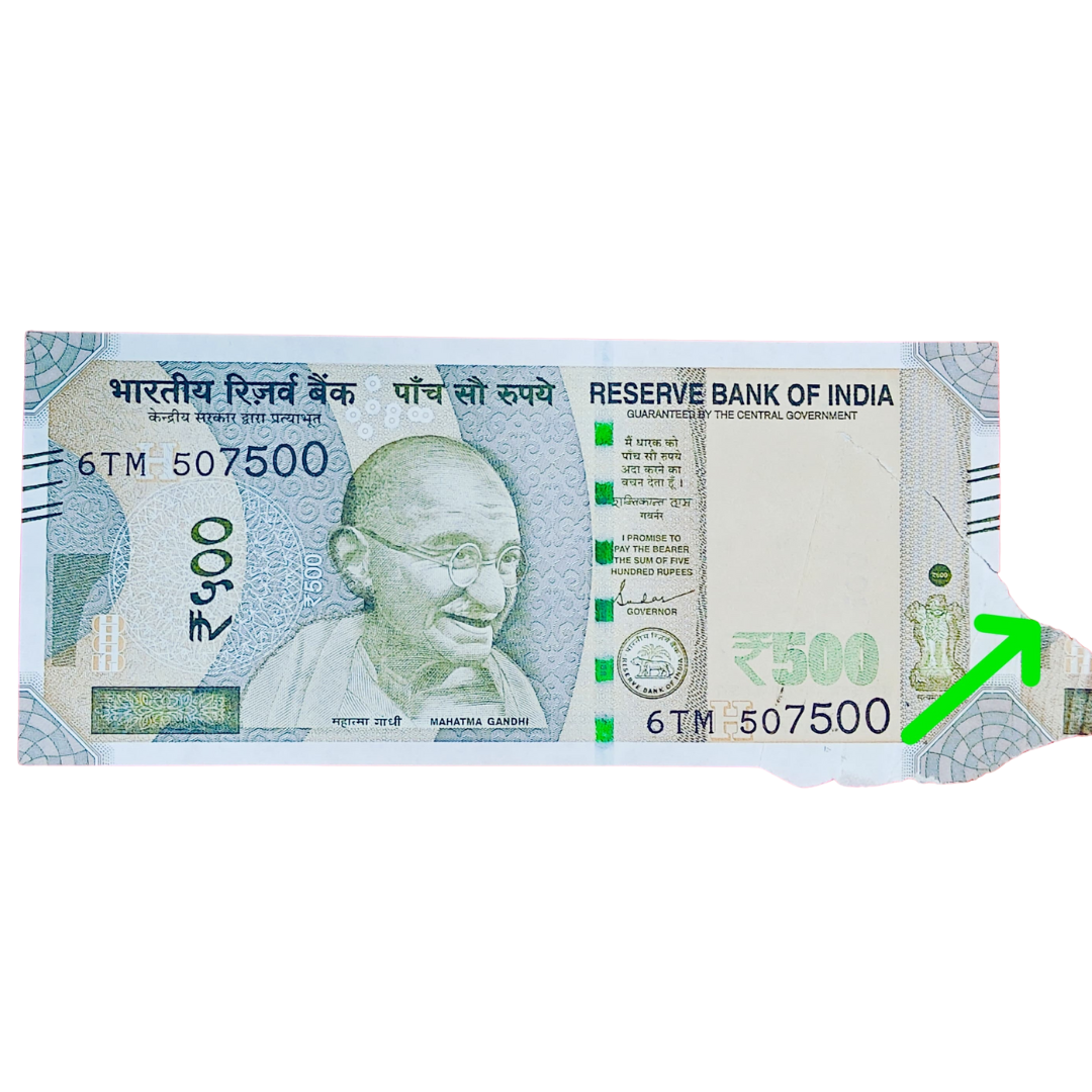 Rs 500 Bank Note – Serial 507500 – Extra Paper Error – Governor Shaktikanta Das