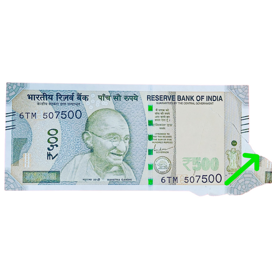 Rs 500 Bank Note – Serial 507500 – Extra Paper Error – Governor Shaktikanta Das