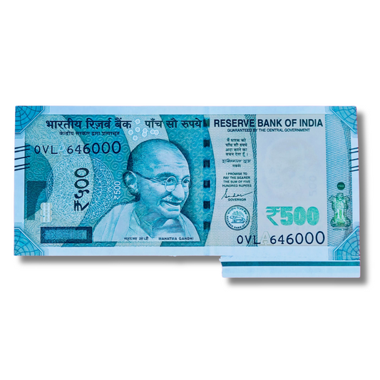 Rs 500 Bank Note – Serial 646000 – Extra Paper Error on Right Side