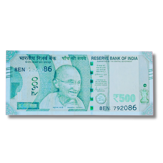 Rs 500 Bank Note – Serial 792086 – Four Digit “7920” Missing Error – Governor Shaktikanta Das – Excellent UNC Condition