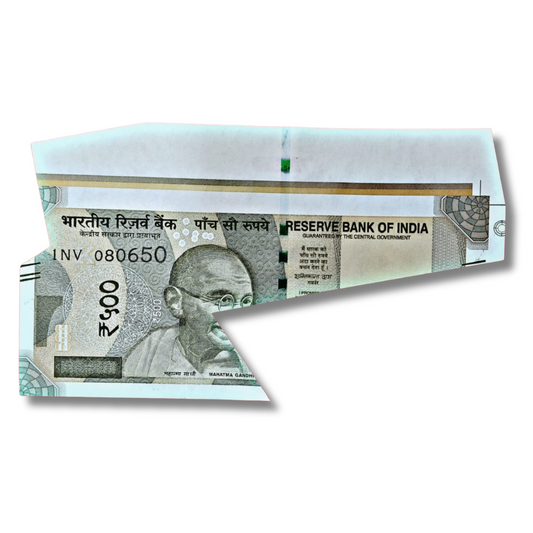 Rs 500 Indian Bank Note – Huge Extra Cutting Error