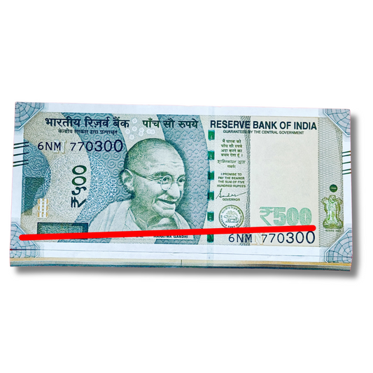 Rs 500 New Note – Serial 770300 Thick Border Error