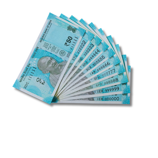 Rs 50 Fancy Note Packet – Includes 111111 & 1000000 | Rare 10 Notes UNC