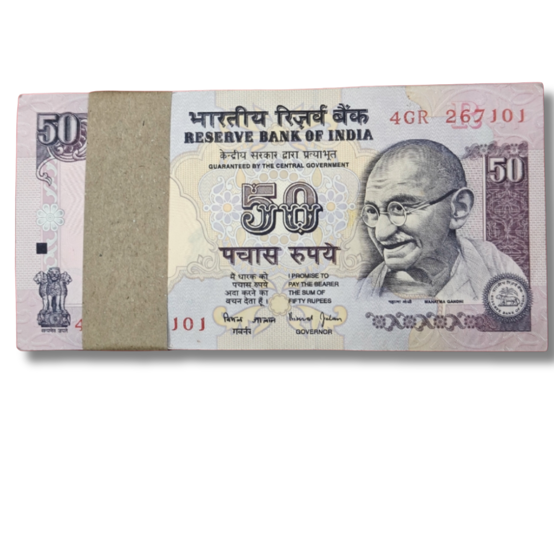 Rs 50 Note Packet – 4GR Prefix Serial 267101 | Ending 108 Holy Number Included