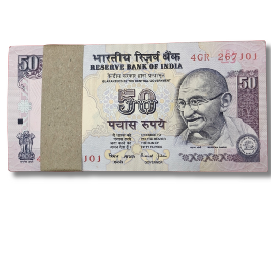 Rs 50 Note Packet – 4GR Prefix Serial 267101 | Ending 108 Holy Number Included