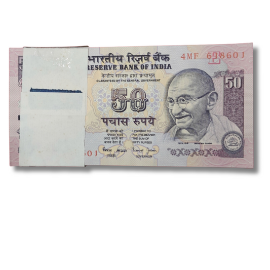 Rs 50 Note Packet – 4MF Prefix Serial 618601 | Bimal Jalan