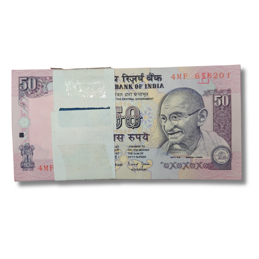 Rs 50 Note Packet – 4MF Prefix Serial 658201 | Bimal Jalan