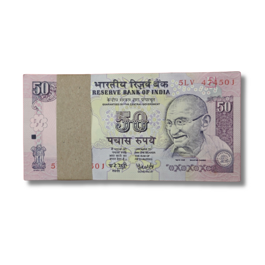 Rs 50 Note Packet – 5LV Prefix Serial 474501 | Ending 541 Sai Baba Number
