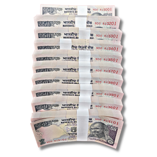Rs 50 Old Telescopic Note – 10 Packet Set | Different Serial Numbers | Governor Urjit Patel