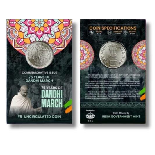 Rs 5 Coin 75 Years Of Dandi March Gem UNC Condition With Beautiful Coin Card