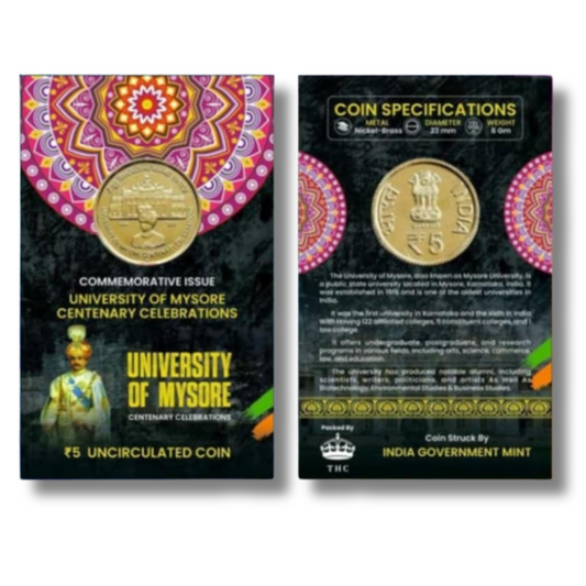 Rs 5 Coin University Of Mysore Gem UNC Condition With Beautiful Coin Card