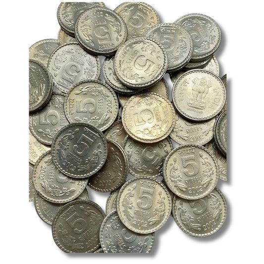 Rs 5 Copper-Nickel Coins – 100 Coin Lot | Mixed Year & Mint