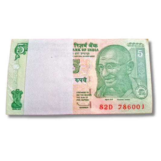 Rs 5 Gandhi Issue Serial Packet – 82D Prefix | Holy 786 Number Series (786001–786100) | Governor D. Subbarao | GEM UNC Condition | 100 Notes