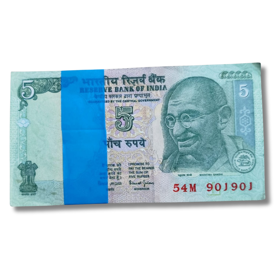 Rs 5 Note Packet – Serial 901901 | Doubling Number + 916 Hallmark
