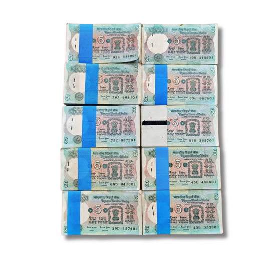 Rs 5 Old Pattern Bank Notes – 10 Serial Packets (1000 Notes) – Governor Bimal Jalan
