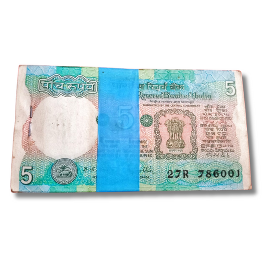 Rs 5 old tractor issue 786001 to 786100 27R prefix GEM UNC RN Malhotra holy number packet