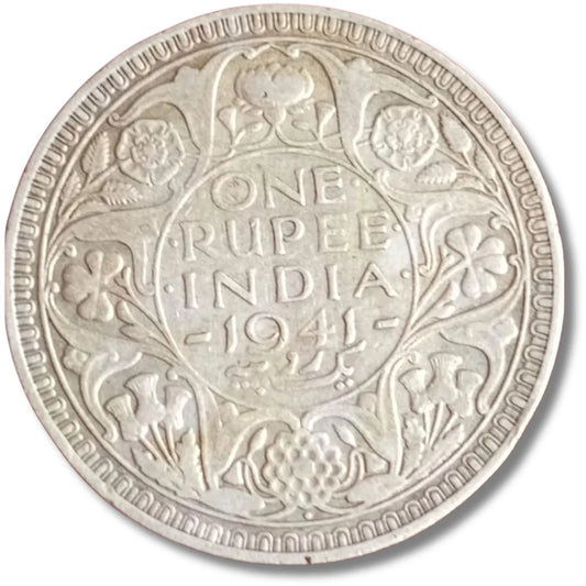 1941 – 1 Rupee Silver Coin | George VI King Emperor | British India | Excellent Condition