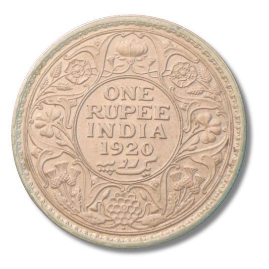 1920 – 1 Rupee Silver Coin | George V King Emperor | British India | Excellent Condition