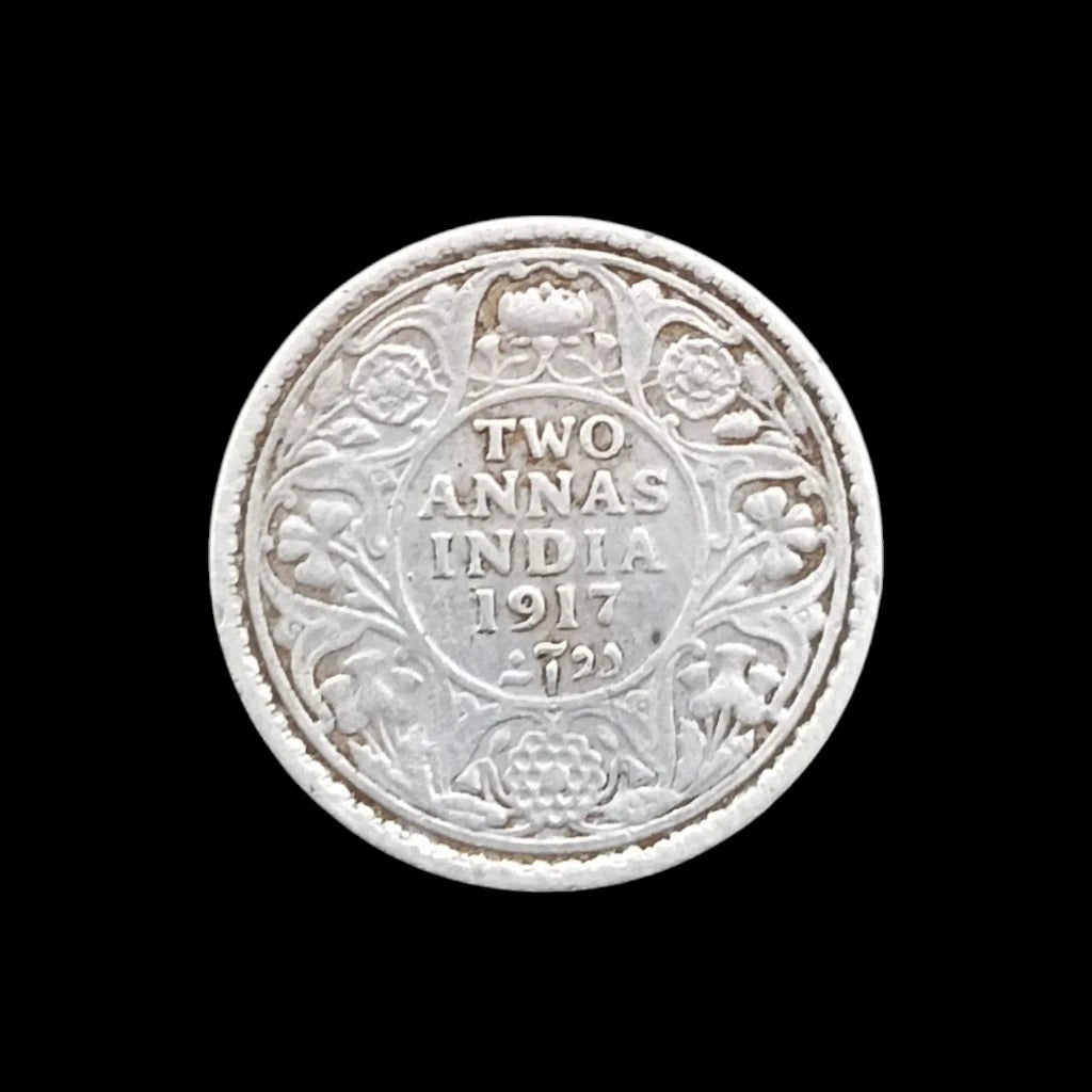 Two Annas Silver Coin George V King Rare Item