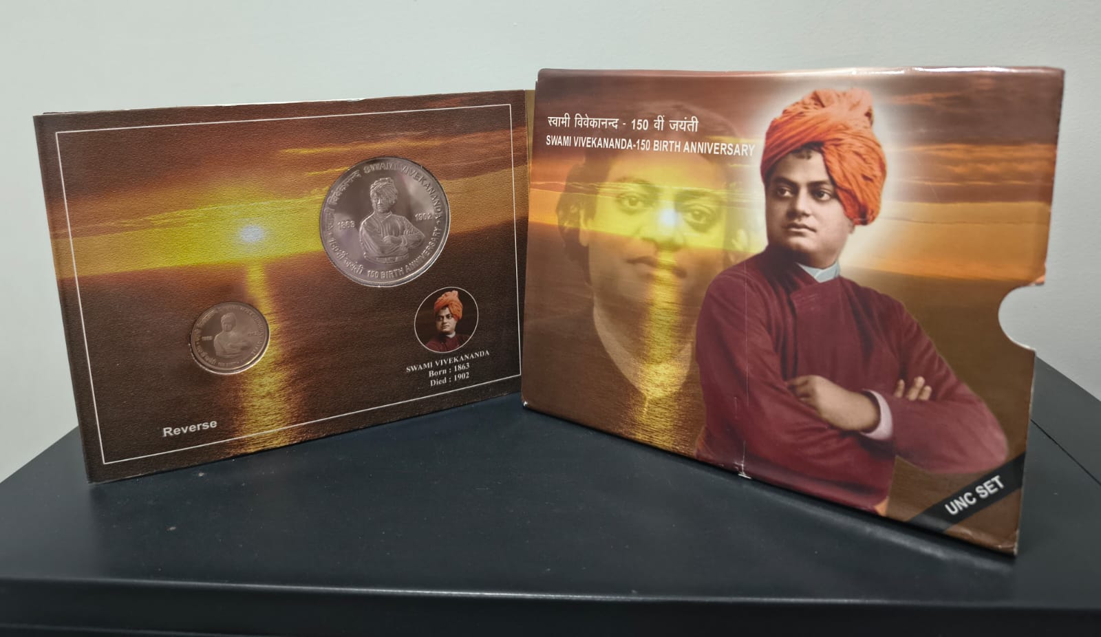 Swami Vivekananda -150 Birth Anniversary 2 Coins - ₹150 and ₹5 ( Proof Set) - Collection Bazzar