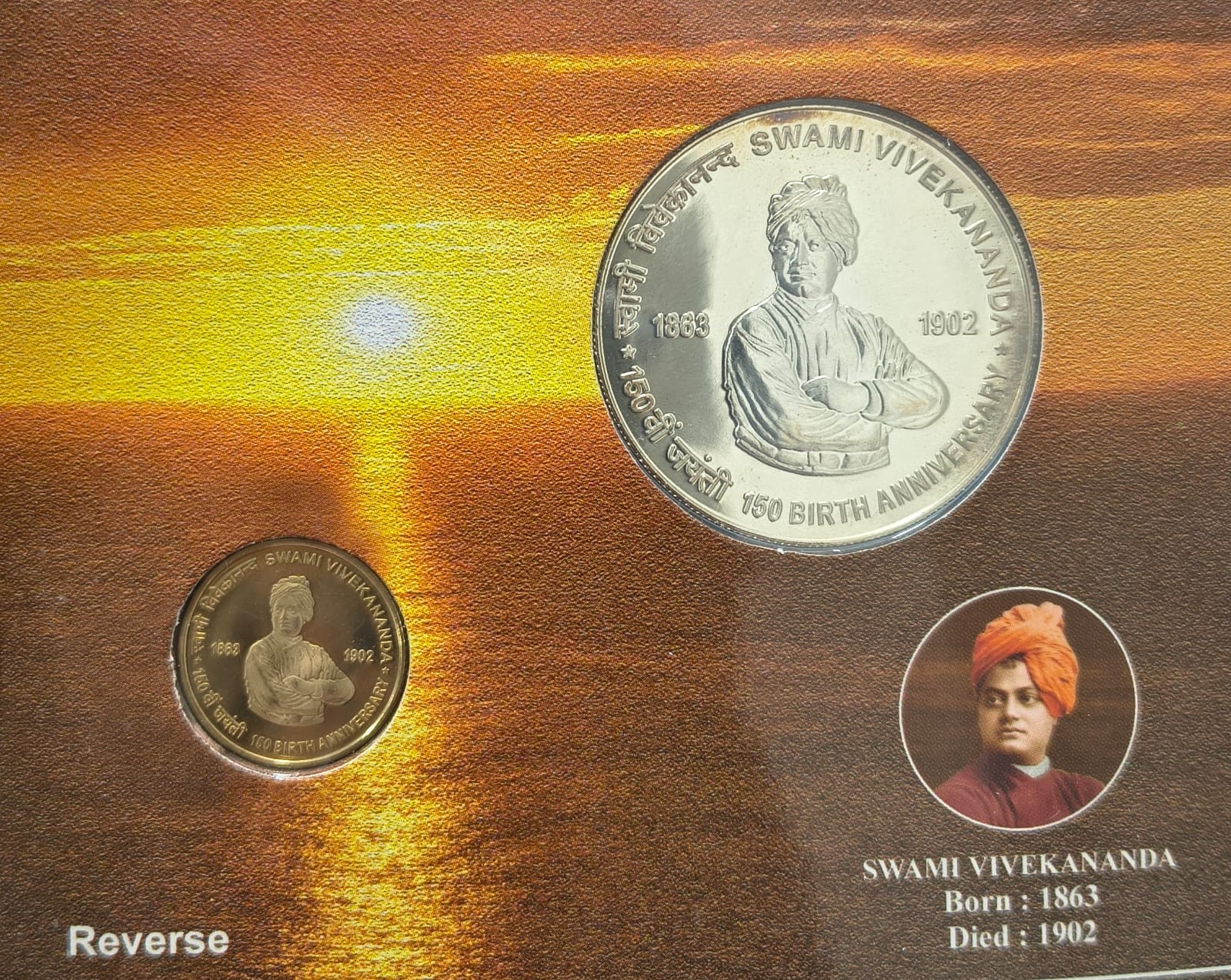 Swami Vivekananda -150 Birth Anniversary 2 Coins - ₹150 and ₹5 ( Proof Set) - Collection Bazzar