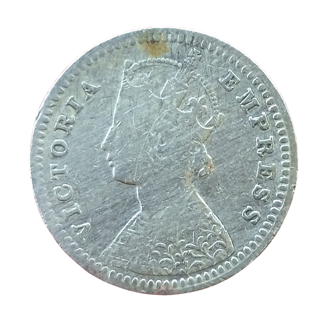 Two Annas Silver Coin 1886 Victoria Empress 2 Anna Rare Item - Collection Bazzar