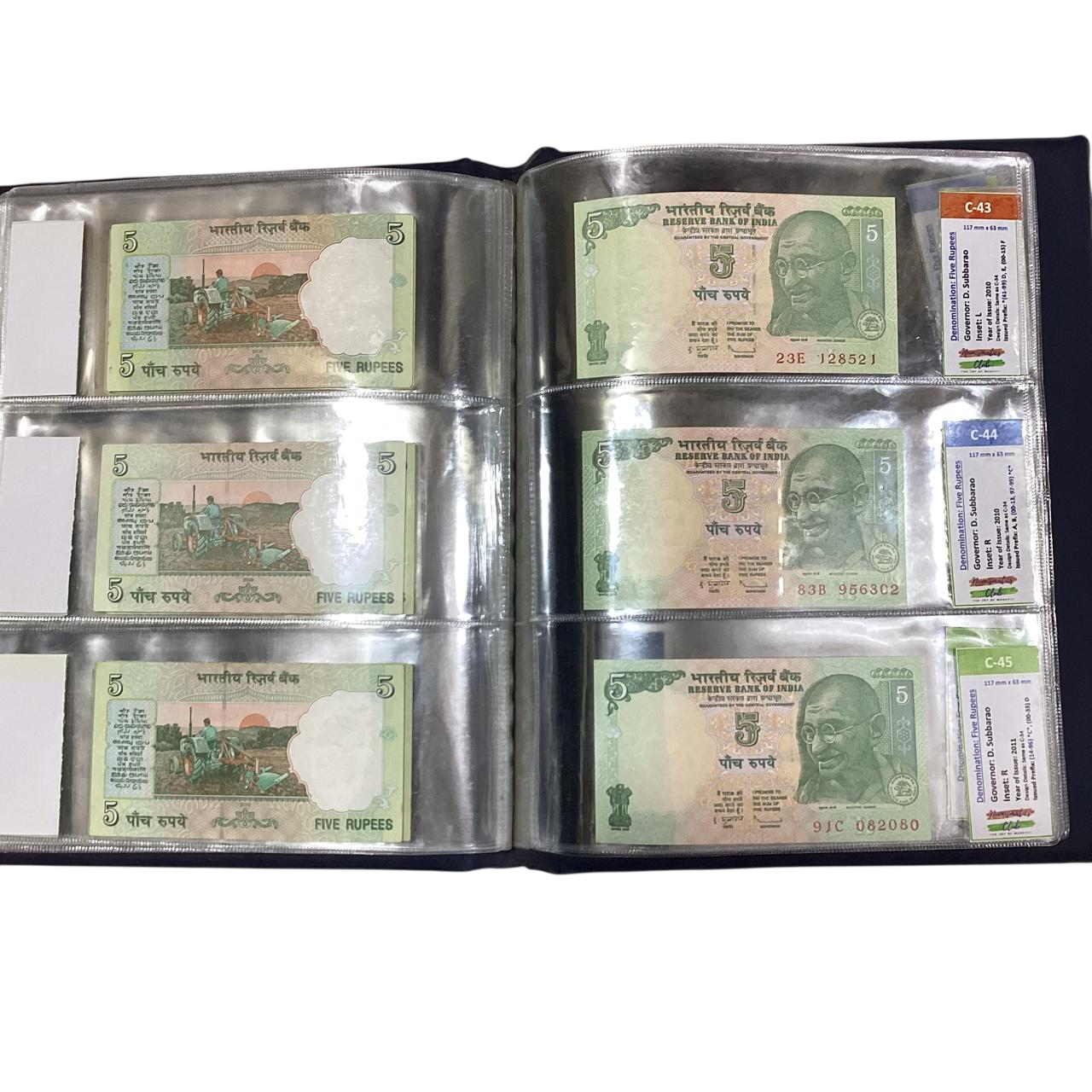 ULTIMATE Rs 5 Note Complete Collection File (C-1 to C-45) - All Editions - Collection Bazzar