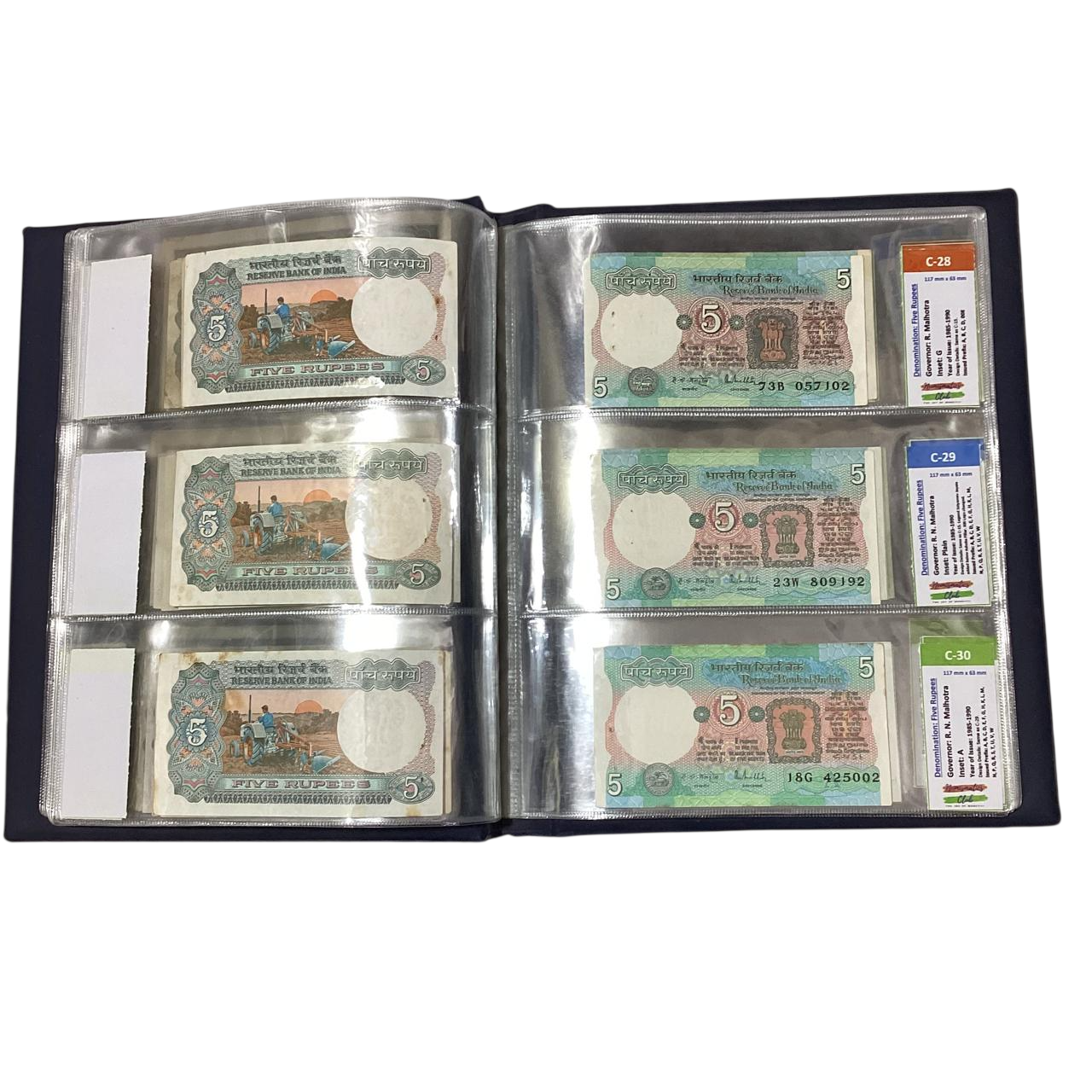 ULTIMATE Rs 5 Note Complete Collection File (C-1 to C-45) - All Editions - Collection Bazzar