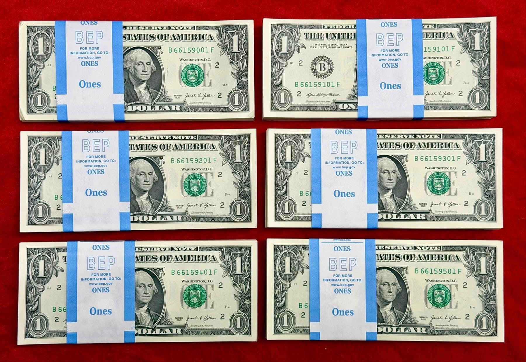 USA $1 Dollar BEP Consecutive Serial Packet | 100 UNC Notes | Series 2017A | Janet Yellen - Collection Bazzar