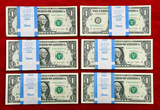 USA $1 Dollar BEP Consecutive Serial Packet | 100 UNC Notes | Series 2017A | Janet Yellen - Collection Bazzar