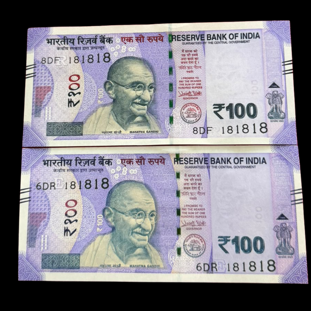 Rs 100 Note 181818 Set Of 2 Tripling No Fancy Rare Collectible